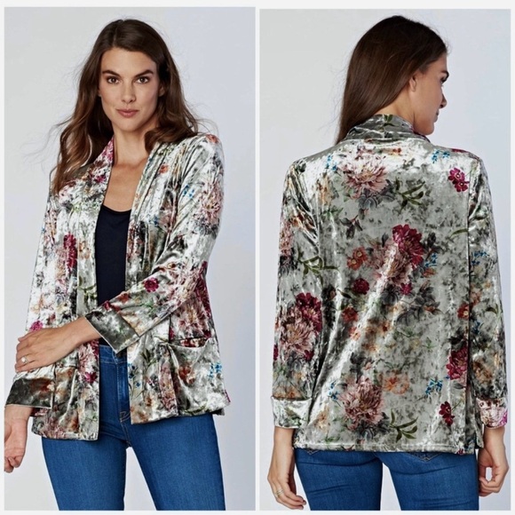 XCVI Floral Crushed Velvet Draping Cardigan. Boho Romantic whimsical fairy XS - Picture 11 of 11